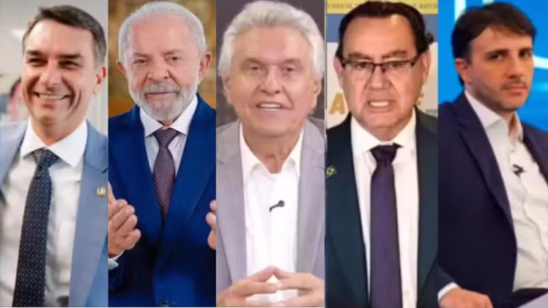 Datafolha para presidente no DF, votos válidos: Flávio, 49%; Lula, 37%; Caiado, 6%; Cury, 3%; Renan, 3%